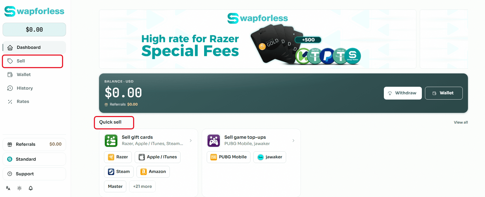 How to Sell Gift Cards on Swapforless?