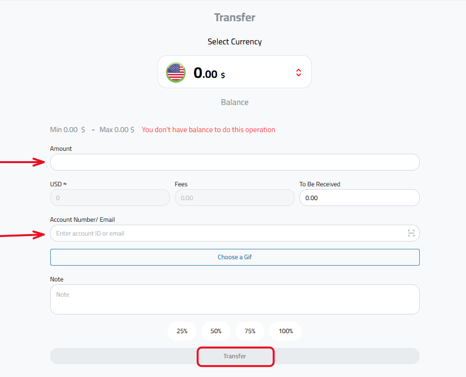 transfer funds to another user on Kazawallet