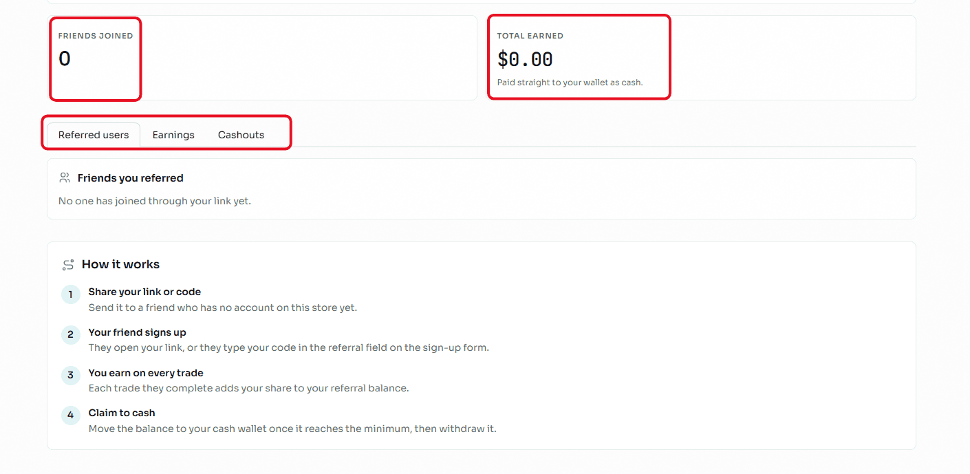 Tracking and Withdrawing Referral Earnings