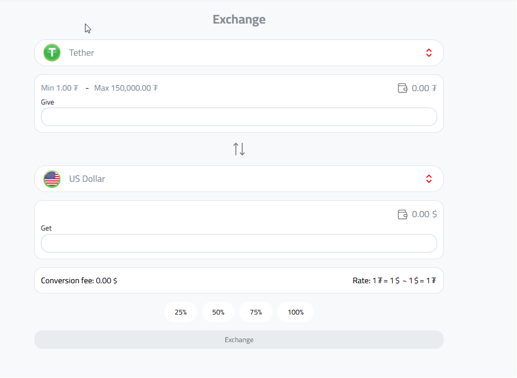 Exchange USDT to USD