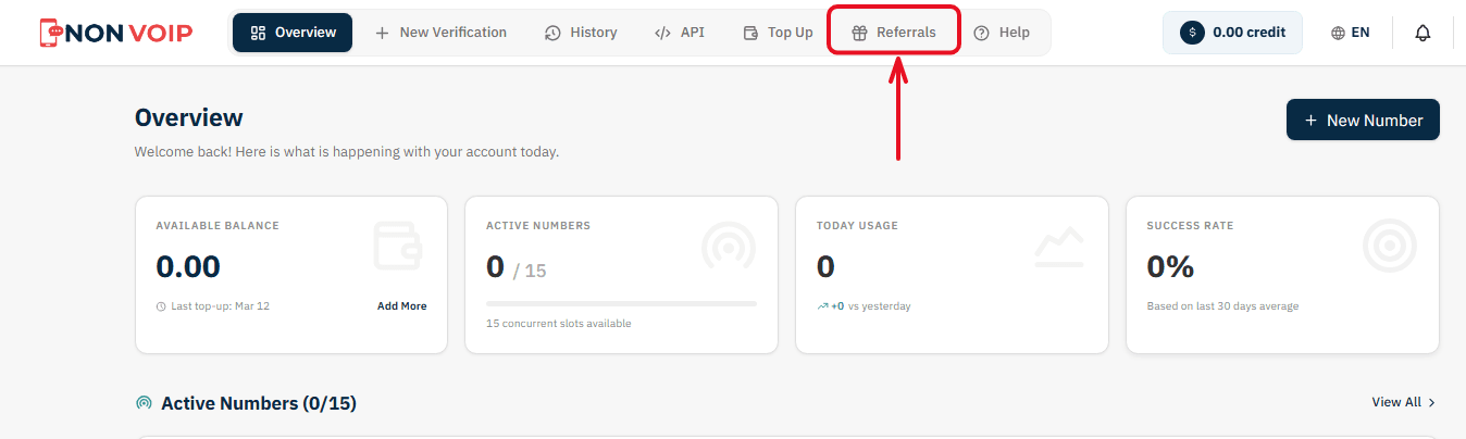 click directly on the "Referrals" tab.