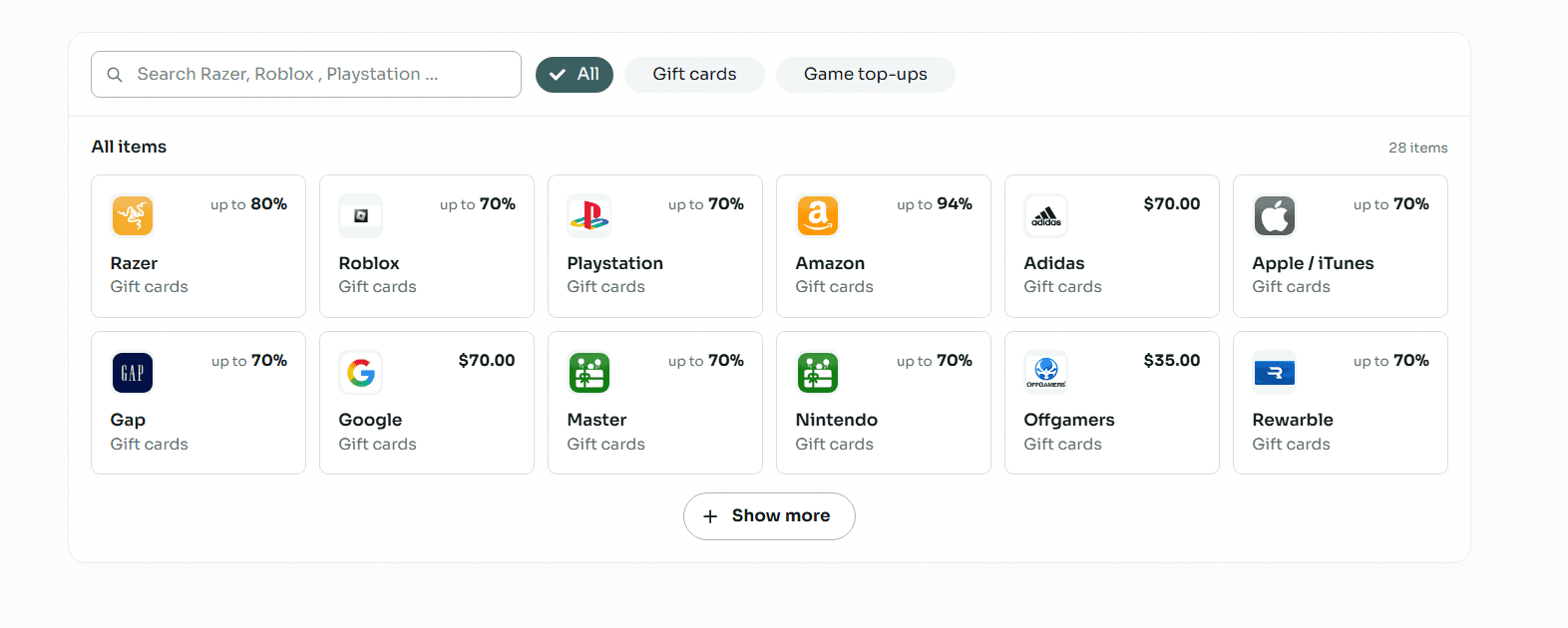 card options