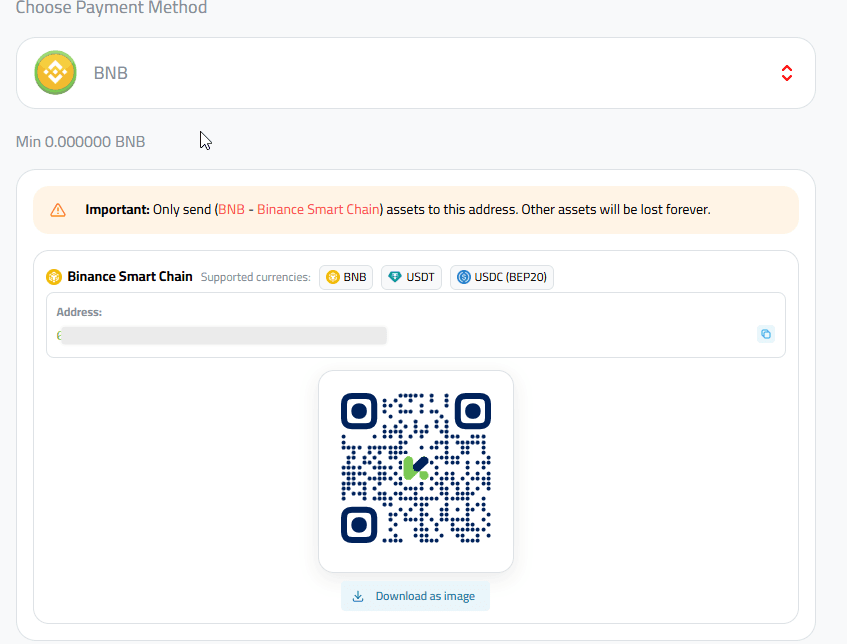 Depositing Binance Coin