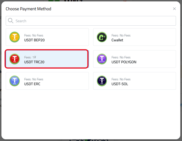 Select&nbsp;USDT-TRC20