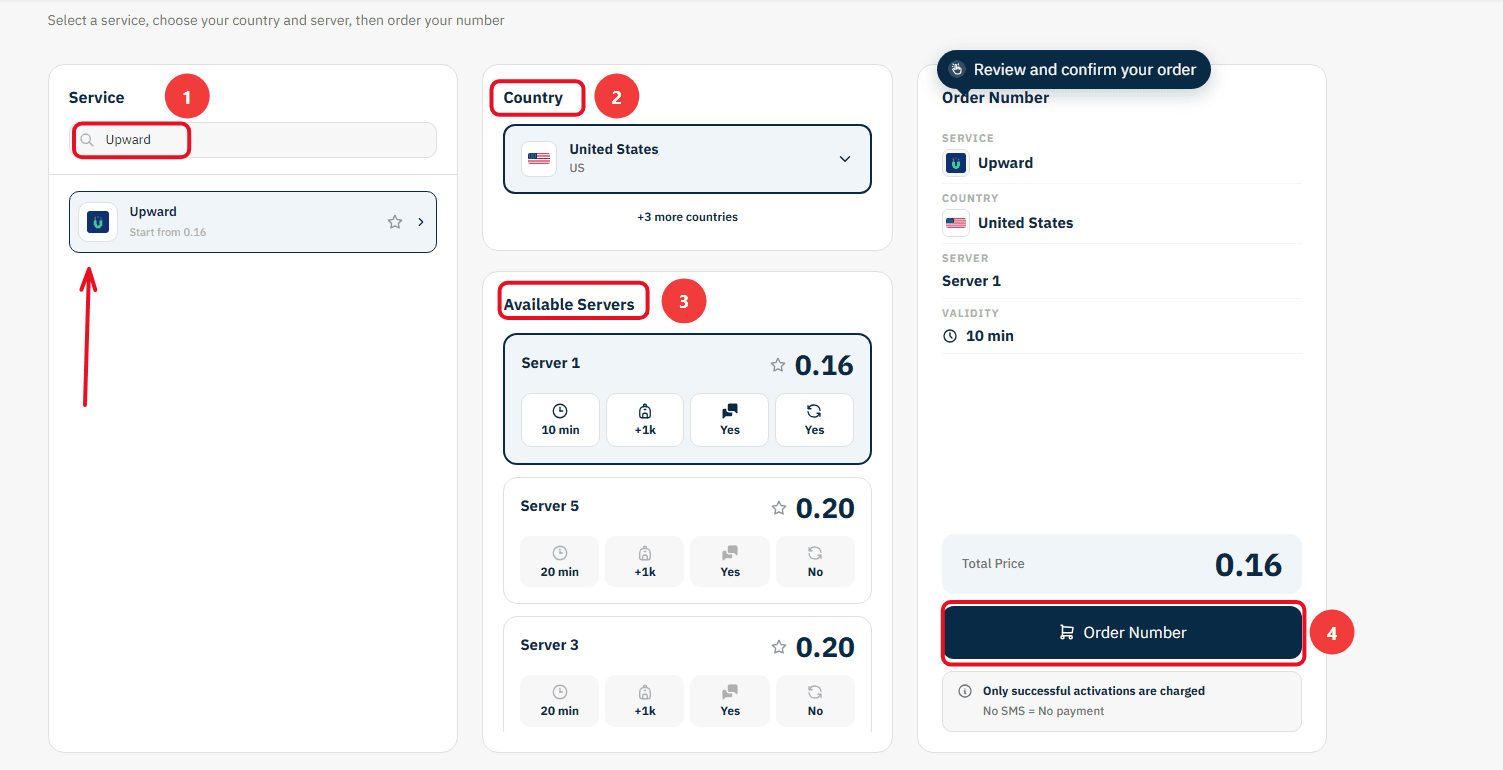 Steps to activate an Upward Account with a US Number