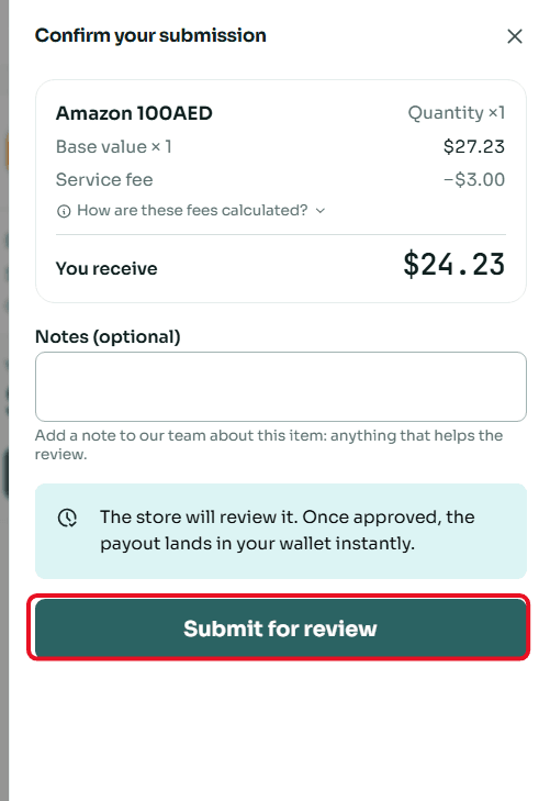 Review Deal and Confirm Submission