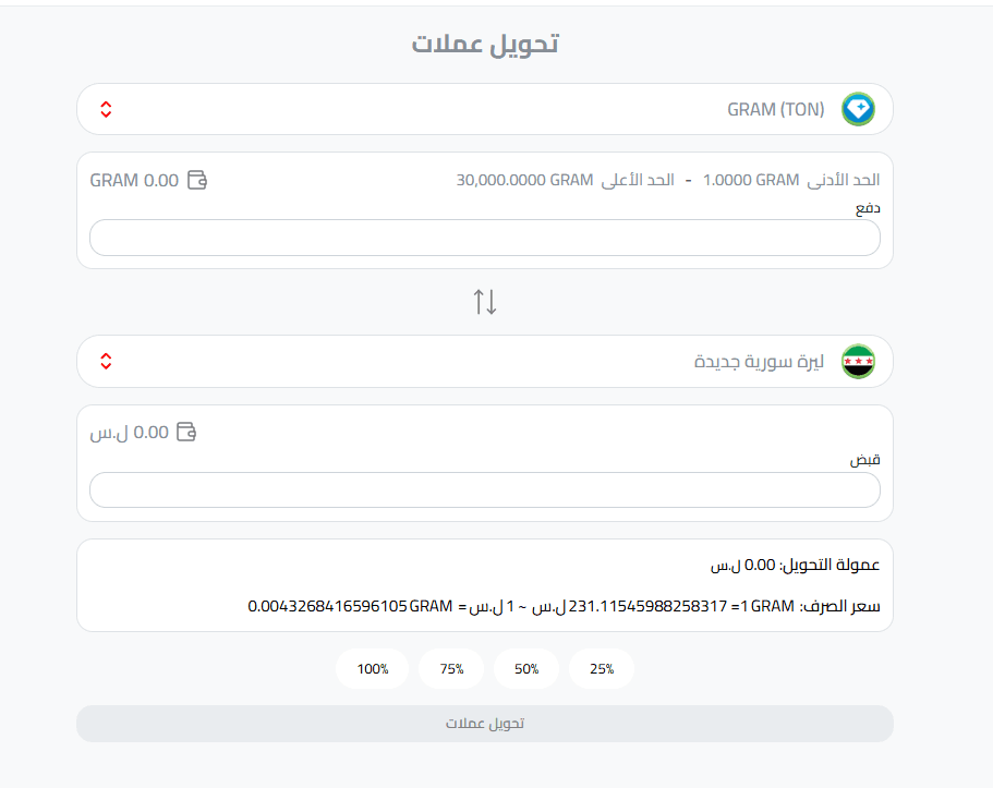 تحويل عملة غرام إلى ليرة سورية