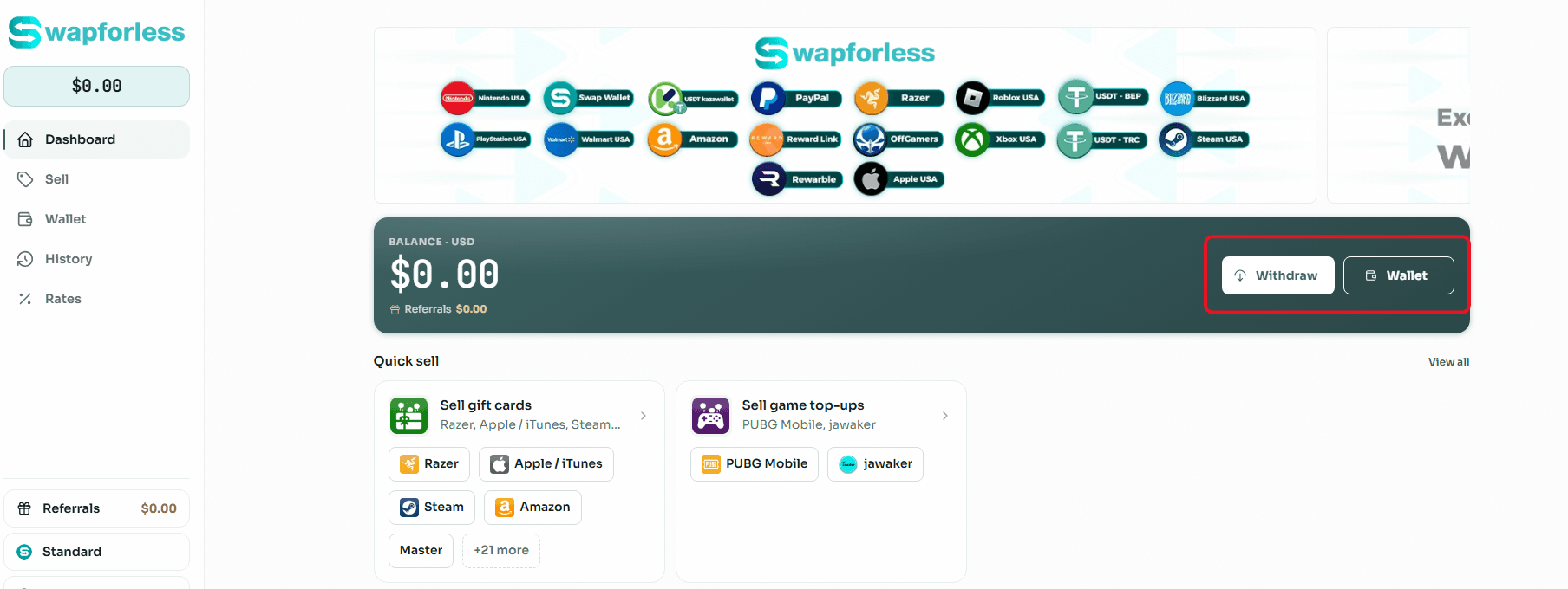Steps to Withdraw Balance from Swapforless