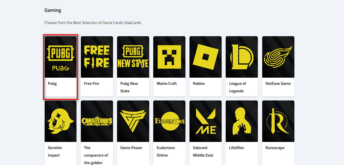 Steps to Buy PUBG UC through kascards