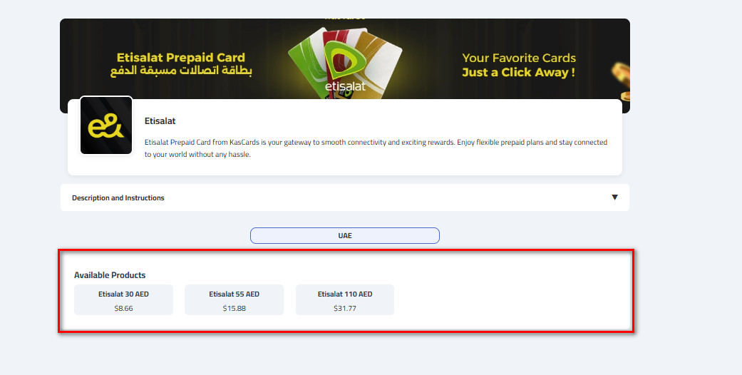 How to buy Etisalat cards from Kascards