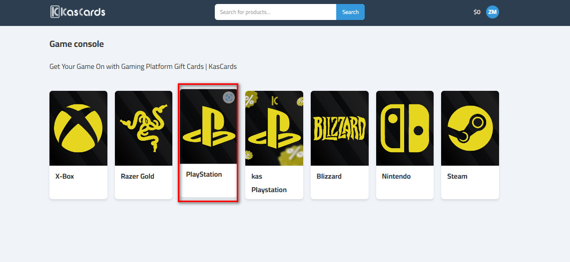 Step-by-step topping up your PlayStation cards through kascards