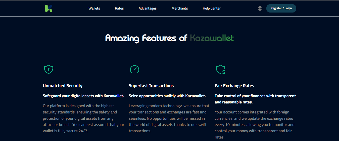 Features of Kazawallet