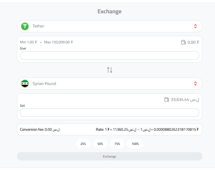 Exchange USDT to Syrian Pound