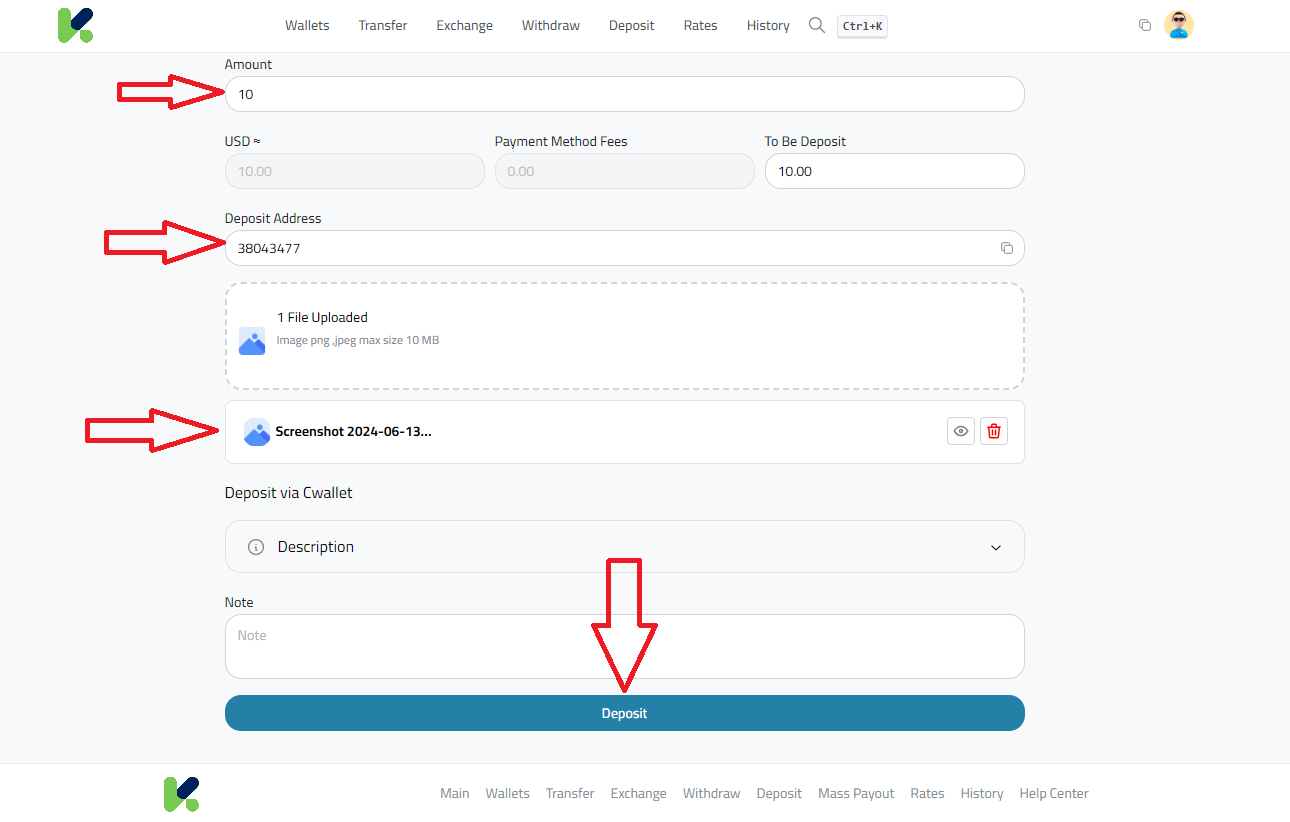 Steps to Send USDT from Cwallet to CoinEX via Kazawallet
