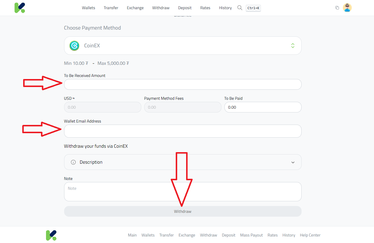 Steps to Send USDT from Cwallet to CoinEX via Kazawallet