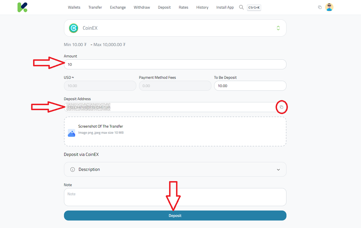 Depoist USDT via CoinEX Step By Step