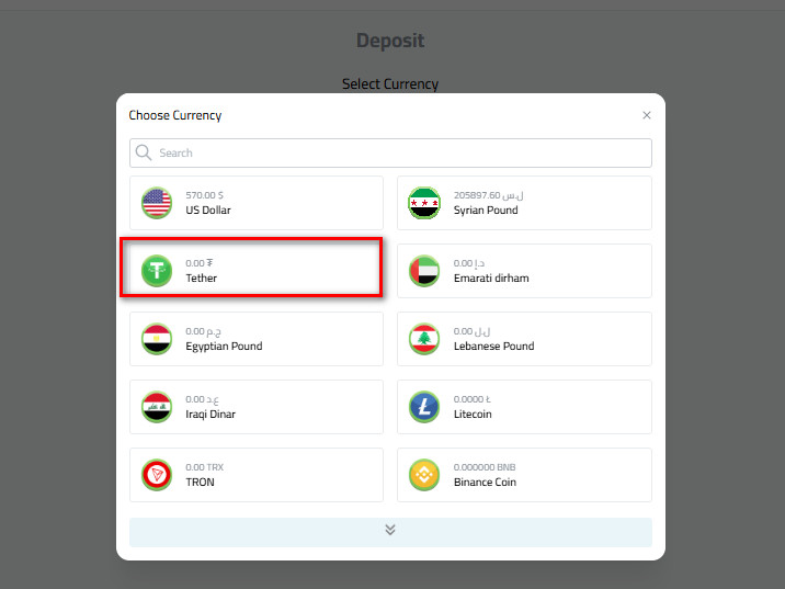 Choose USDT