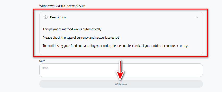 Withdraw USDT to USDT-TRC20
