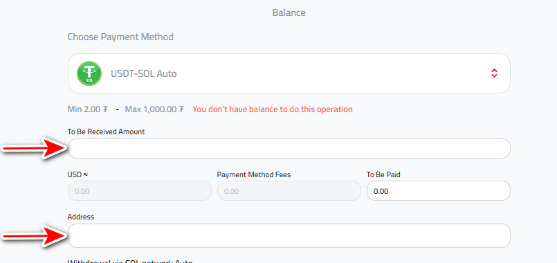Steps to withdraw USDT to USDT-SOL in Kazawallet