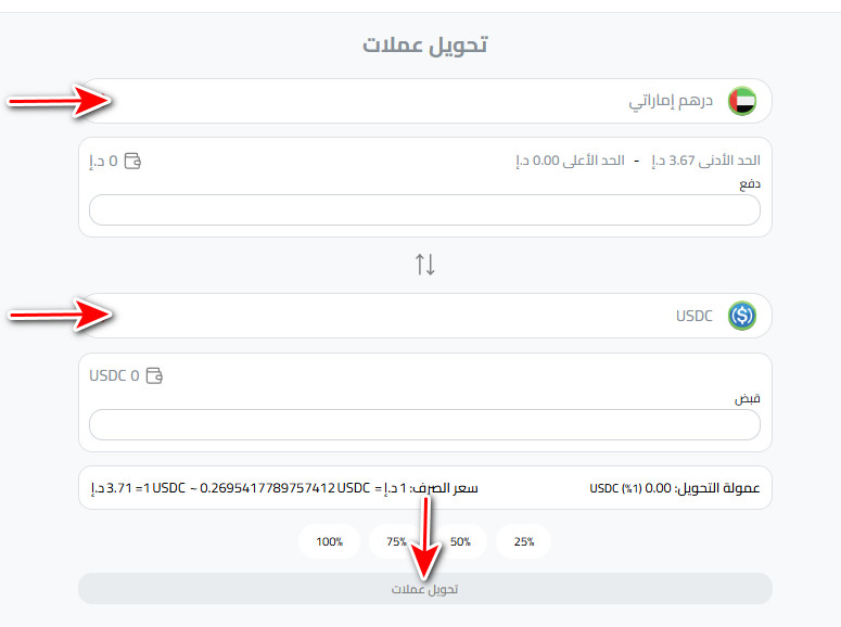 خطوات شراء USDC في الإمارات عبر كذاواليت