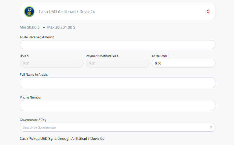 What are the steps to Send money from the UAE to Syria?