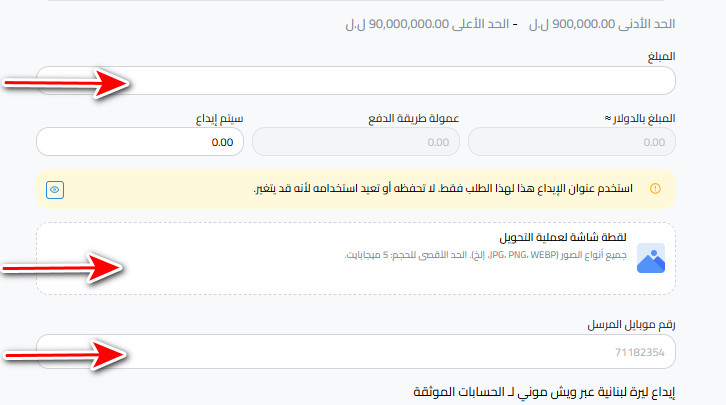 ما هي خطوات إيداع الليرة اللبنانية عبر ويش موني في كذاواليت؟
