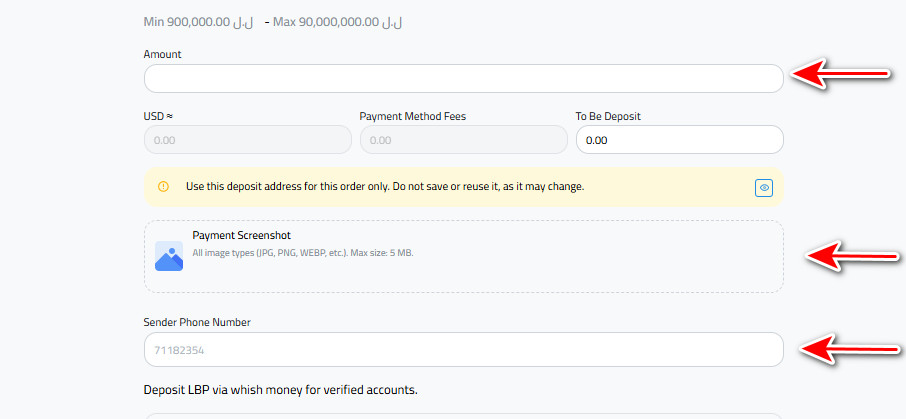 deposit Lebanese Pounds via Whish Money
