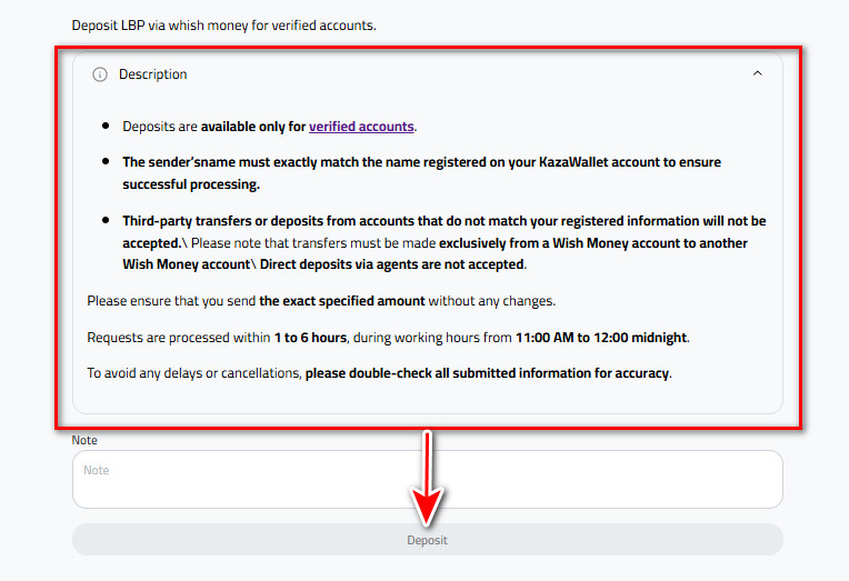 What are the Steps to Deposit Lebanese Pounds via Whish Money into Kazawallet?