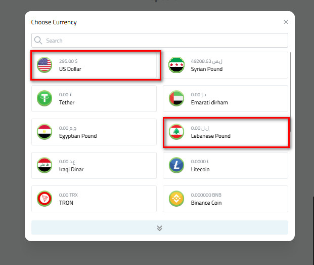deposit either Lebanese Pound or US Dollar