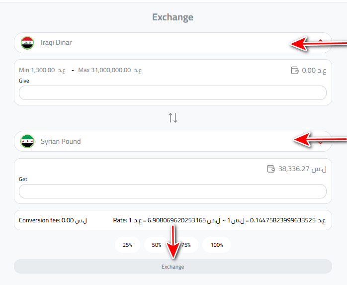 Exchange Iraqi dinarto the Receiving Currency