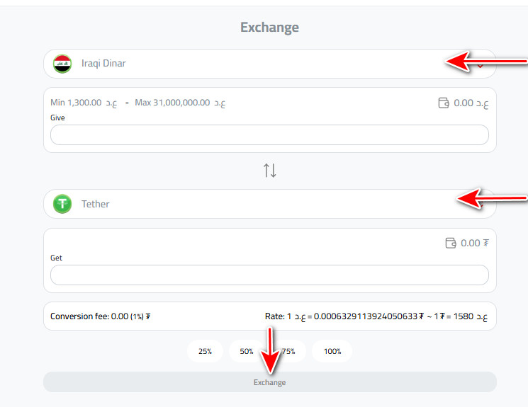Exchanging Iraqi Dinar to USDT