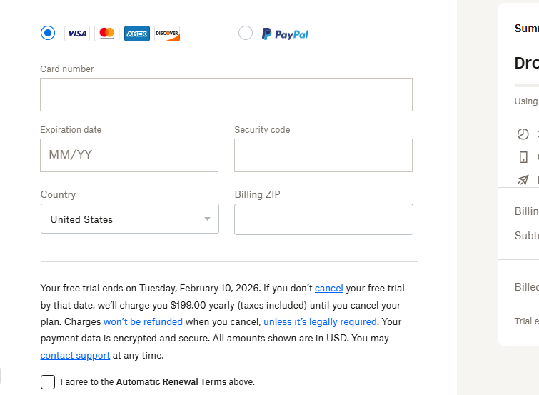خطوات الاشتراك في Dropbox باستخدام الكريبتو