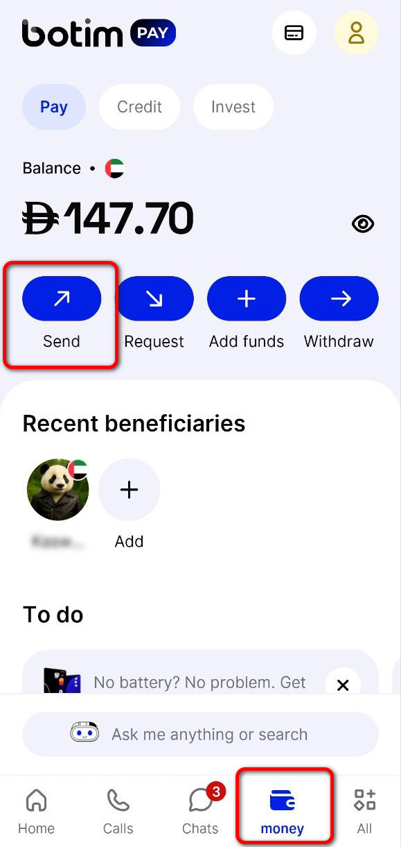 الإرسال من بوتيم باي