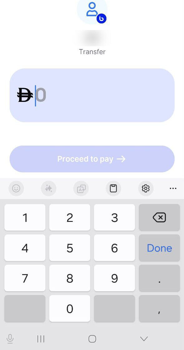 إدخال المبلغ