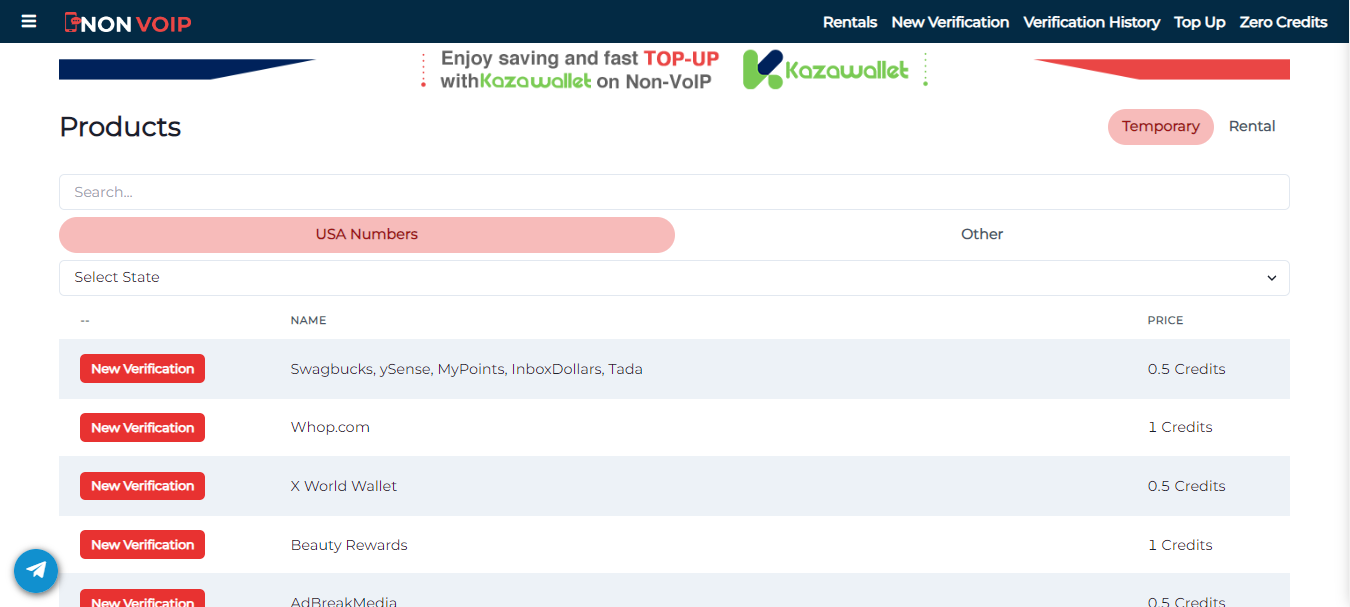 شراء الأرقام الأمريكية ضمن موقع Non-VoIP