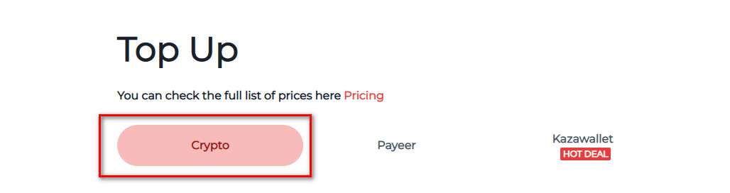 Steps to top up your Non-VoIP account using crypto