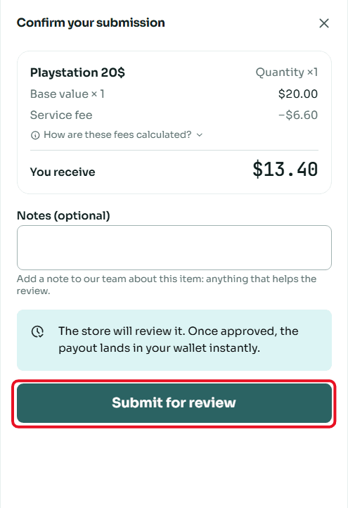 Review and Confirm Sale