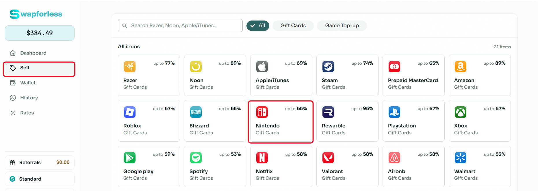 Steps to Sell Nintendo Cards on Swapforless
