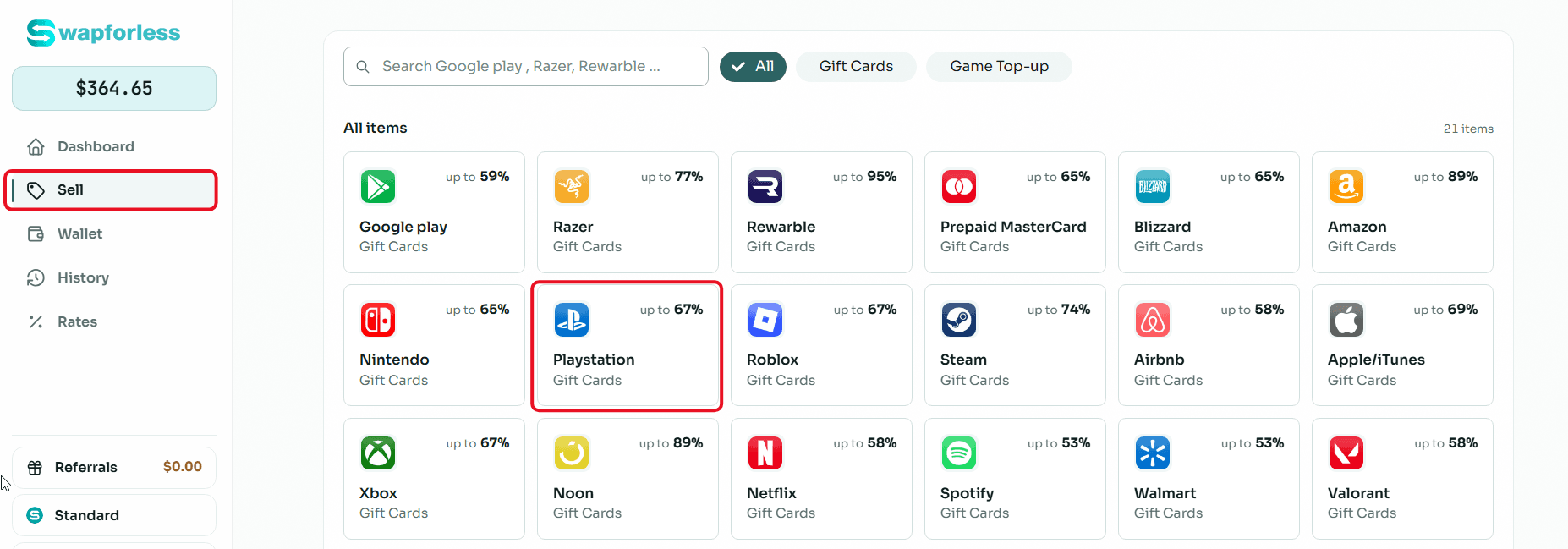 Steps to Sell PlayStation Cards on Swapforless
