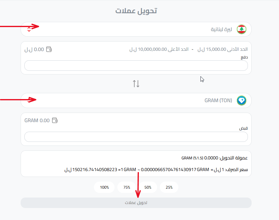 شراء عملة غرام في لبنان