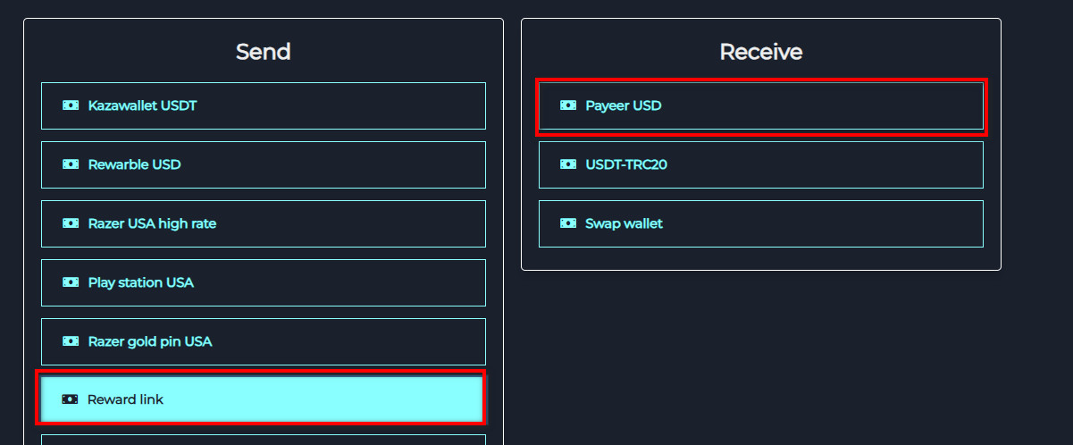 How to exchange Reward link balance to Payeer through the swapforless website