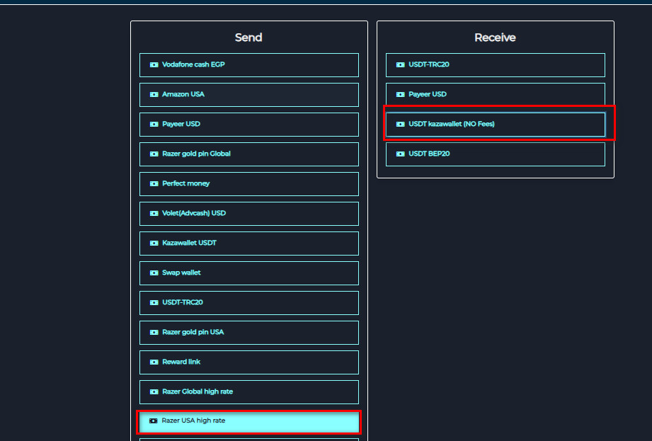 4 Steps to Use swapforless to Exchange Razer Card to USDT and Receive it in Your Kazawallet:
