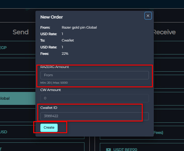 Exchange Razer Gold to Cwallet in swapforless