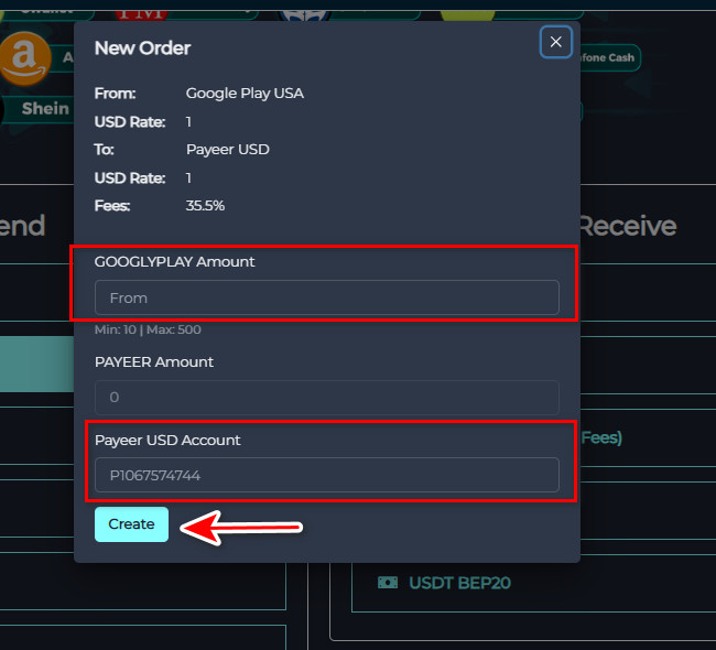 Steps to exchange Balance from Google Play to Payeer USD