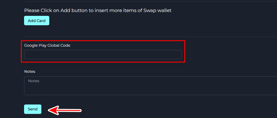 Steps to exchange balance from Google Play to Swap Wallet via Swapforless