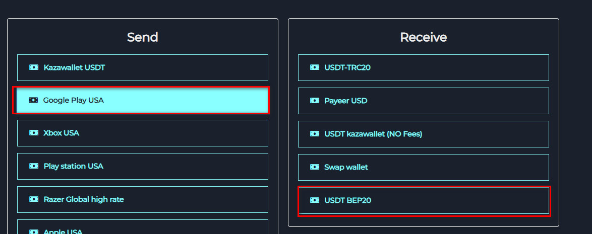 Steps to Exchange Google Play Balance to USDT-BEP20 via Swapforless