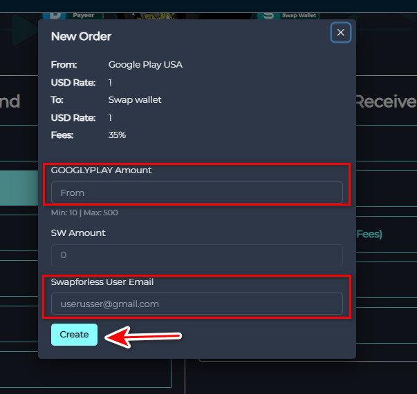 Steps to Exchange Google Play Balance to USDT-BEP20 via Swapforless