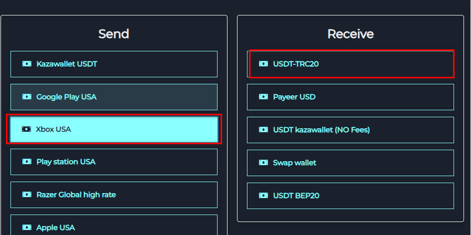 Steps to Exchange Xbox USA Balance to USDT-TRC20 via Swapforless
