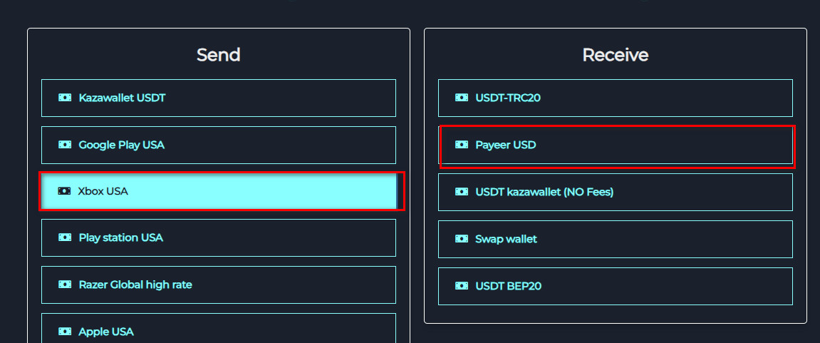 Steps to Exchange Balance from Xbox USA to Payeer USD via Swapforless