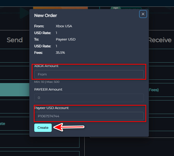 Steps to Exchange Balance from Xbox USA to Payeer USD via Swapforless
